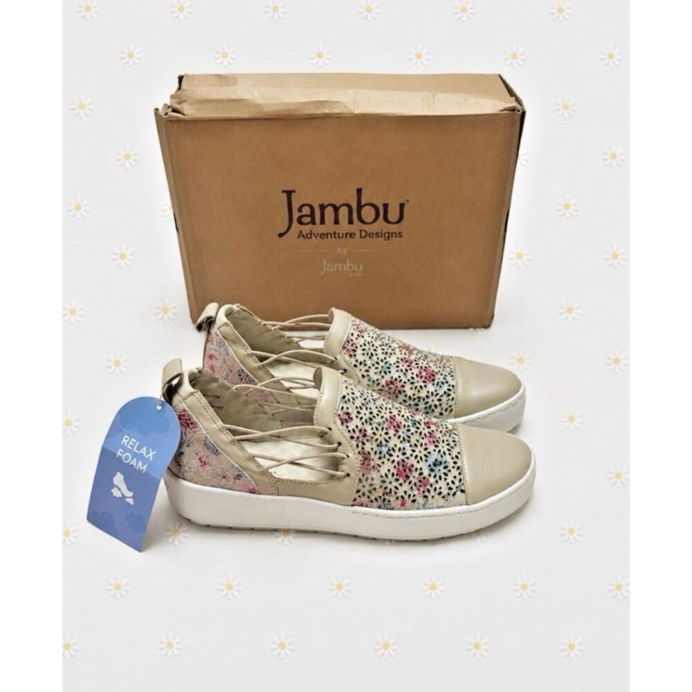 Jambu Erin Floral Perforated Cut Out Leather Suede Women Slip On Sneaker Sz 10M